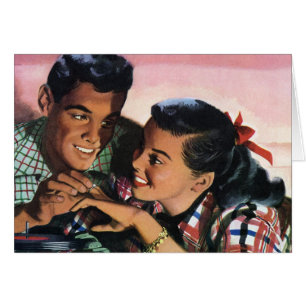 Cartão Romance do vintage, queridos do segundo grau no