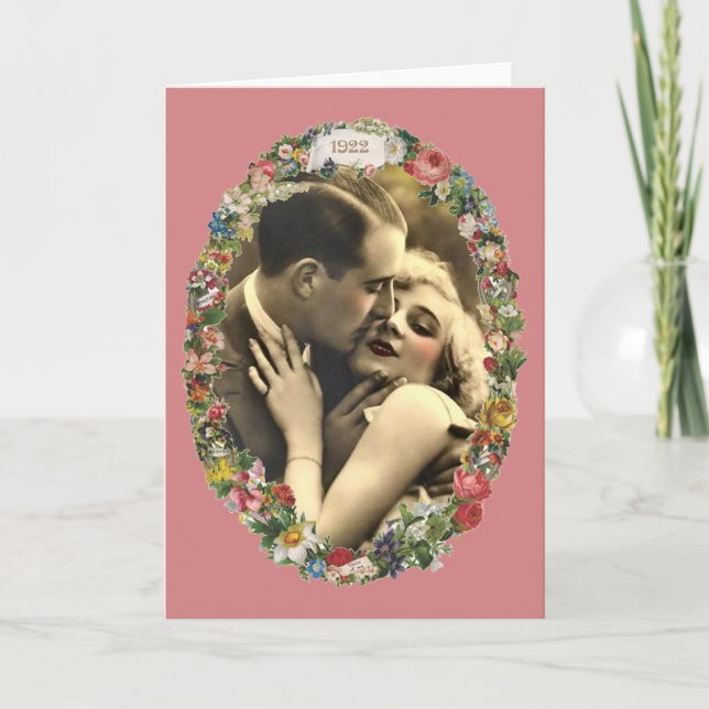 Cartão Romance in a Floral Oval (Frente)