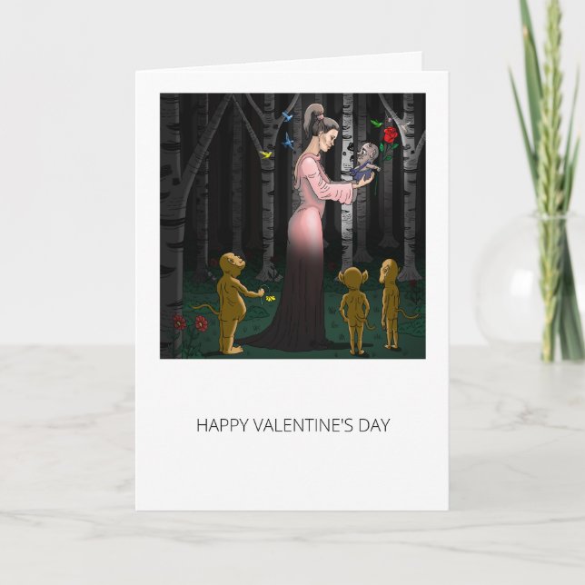 Cartão Romance na floresta de contos de fadas (Frente)