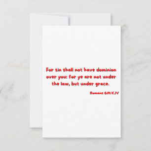Cartão Romanos 6:14 Escritura de Bíblia Versa Saudação Si