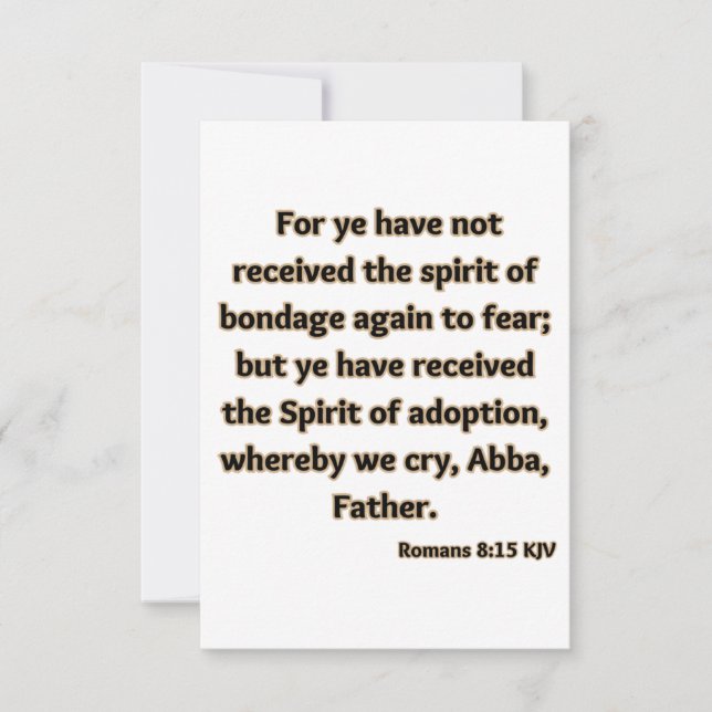 Cartão Romanos 8:15 Saudação de Escritura de Bíblia KJV (Frente)