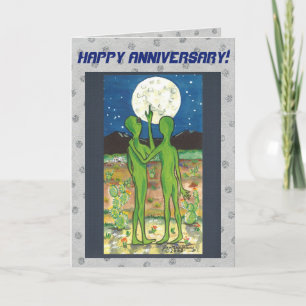Cartão Romantic Aliens Anniversary Card Personalize It!