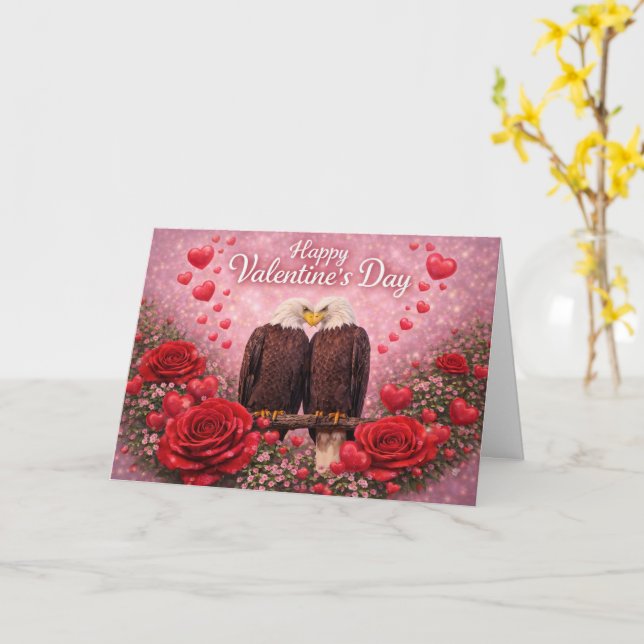 Cartão Romantic Bald Eagle Valentine’s Day: Love & Nature (Flor Amarela)