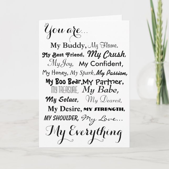 Cartão romantic birthday card male female.love card,black (Frente)