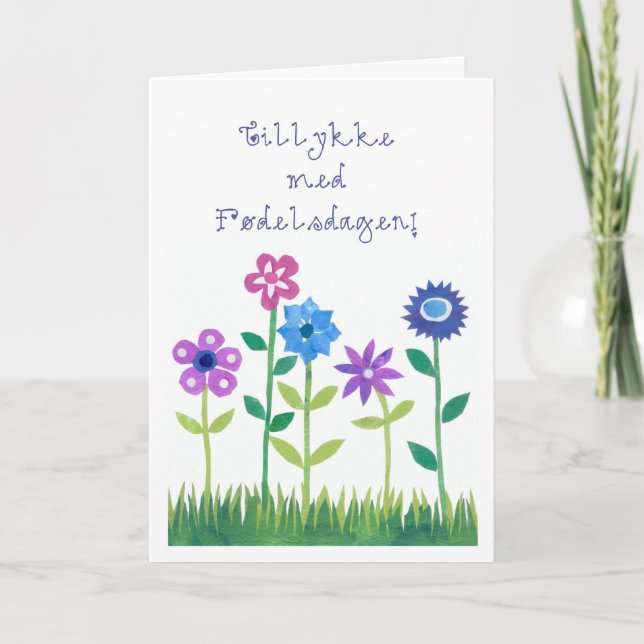 Cartão Romantic Birthday Card with Danish Greeting (Frente)