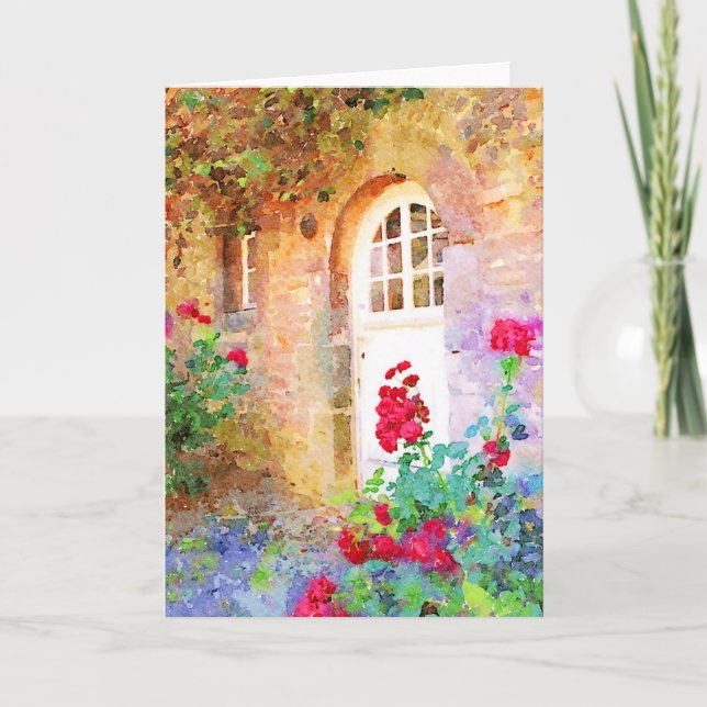 Cartão Romantic cottage garden aquarel (Frente)