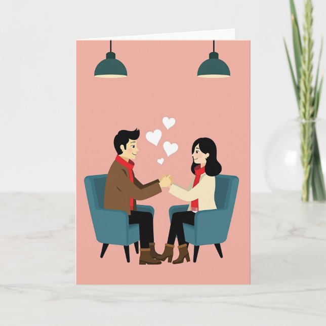 Cartão Romantic Couple Love Hearts Card (Frente)