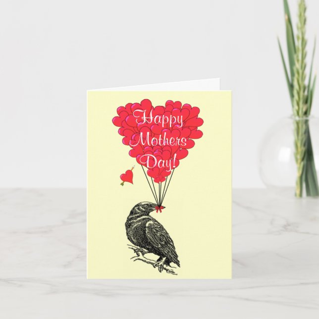 Cartão Romantic crow mothers day (Frente)