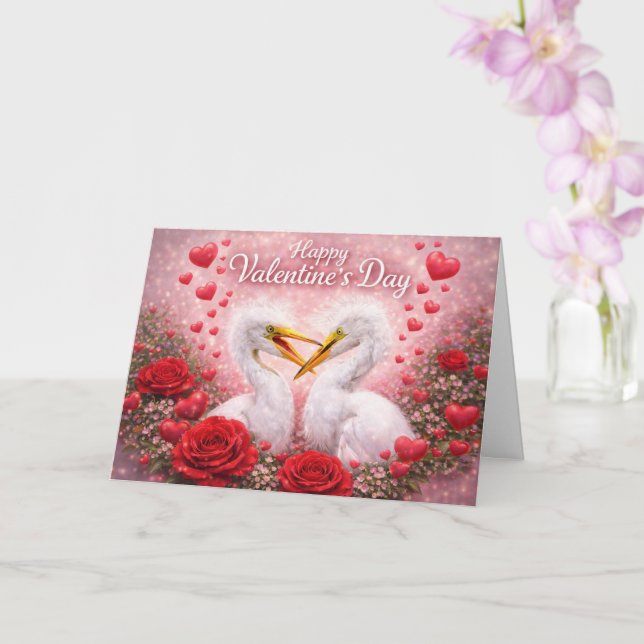 Cartão Romantic Egrets Valentine’s Day – Love & Nature (Orquídea)