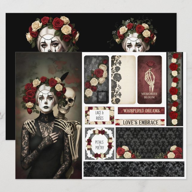 Cartão Romantic Ephemera Sheet  (Frente/Verso)