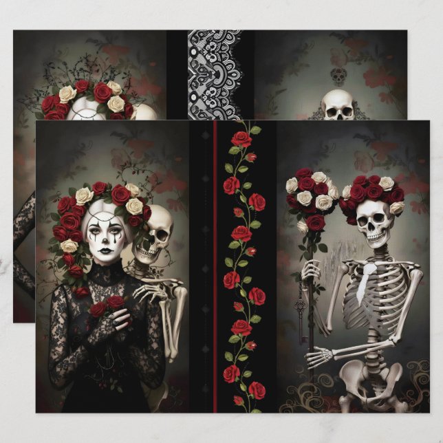 Cartão Romantic Ephemera Sheet  (Frente/Verso)