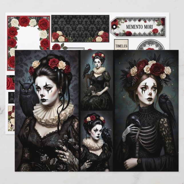 Cartão Romantic Ephemera Sheet  (Frente/Verso)