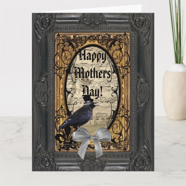 Cartão Romantic gothic crow mothers day (Frente)