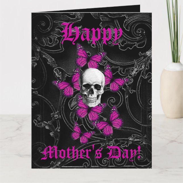 Cartão Romantic gothic skull mothers day (Frente)