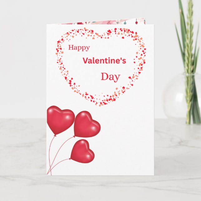 Cartão Romantic Happy Valentine's Day Card with Heart Des (Frente)