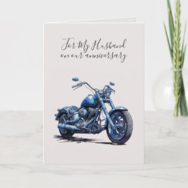 Cartão Romantic I Love You Anniversary Blue Motorcycle