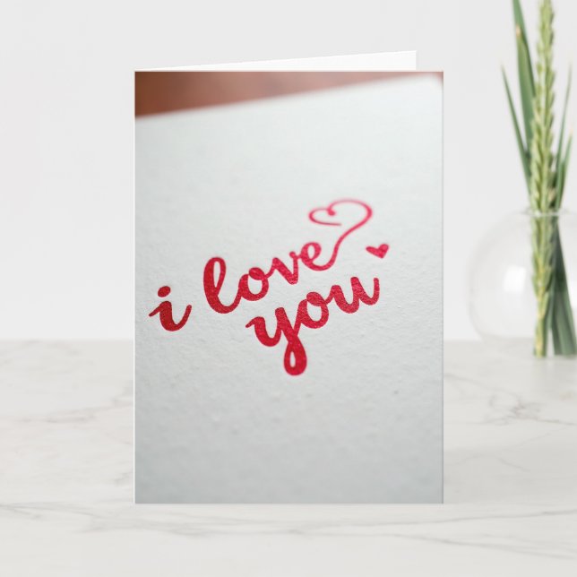Cartão Romantic I Love You Script Glitter Card (Frente)