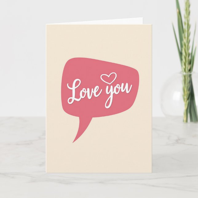 Cartão Romantic Love You Script Heart Card (Frente)