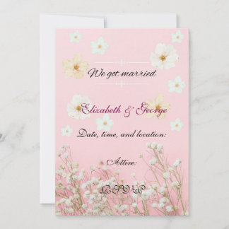 Cartão Romantic Pastel Pink and White Floral Wedding Invi
