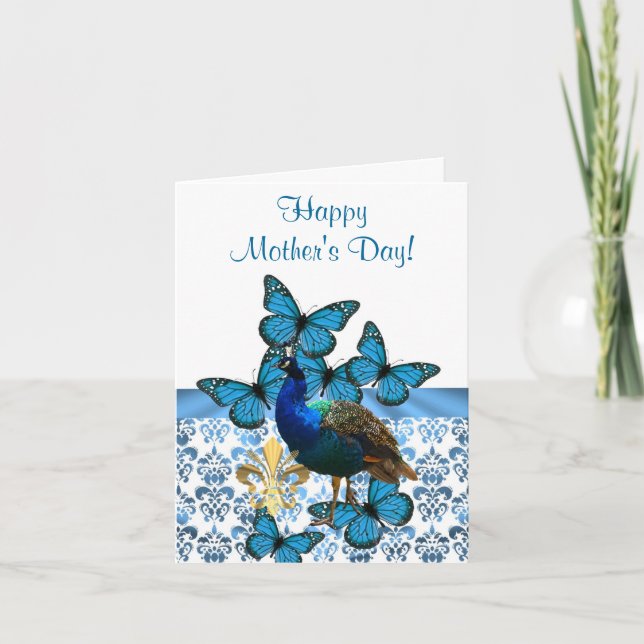 Cartão Romantic peacock mothers day (Frente)