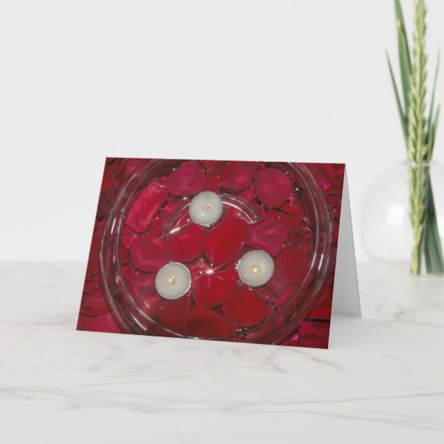 Cartão Romantic Red rose and candles Anniversary card (Frente)