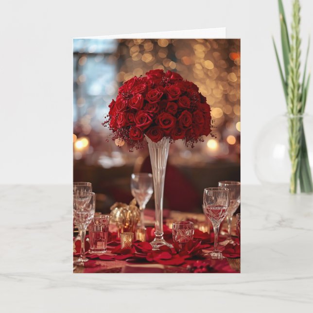 Cartão Romantic Red Rose Valentine Love Message Greetings (Frente)