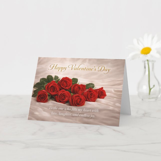 Cartão Romantic Red Roses Valentine’s Day Greeting Card (Planta pequena)