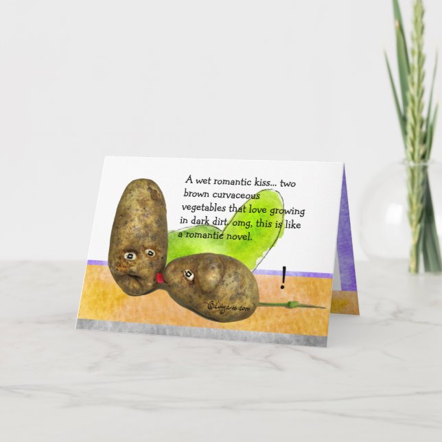 Cartão Romantic Tater Thoughts Funny Kissing Card (Frente)