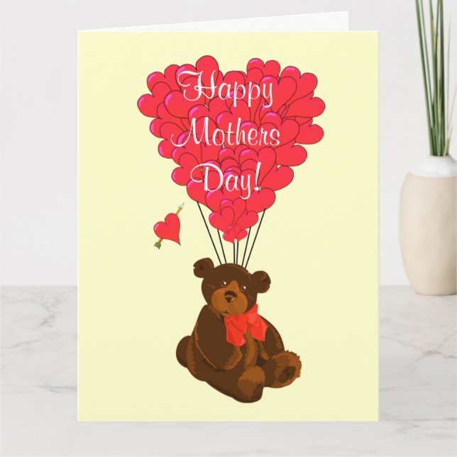 Cartão Romantic teddy bear mothers day (Frente)