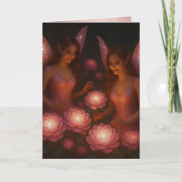 Cartão Romantic Thinking of You Love for Her Pink Lotus