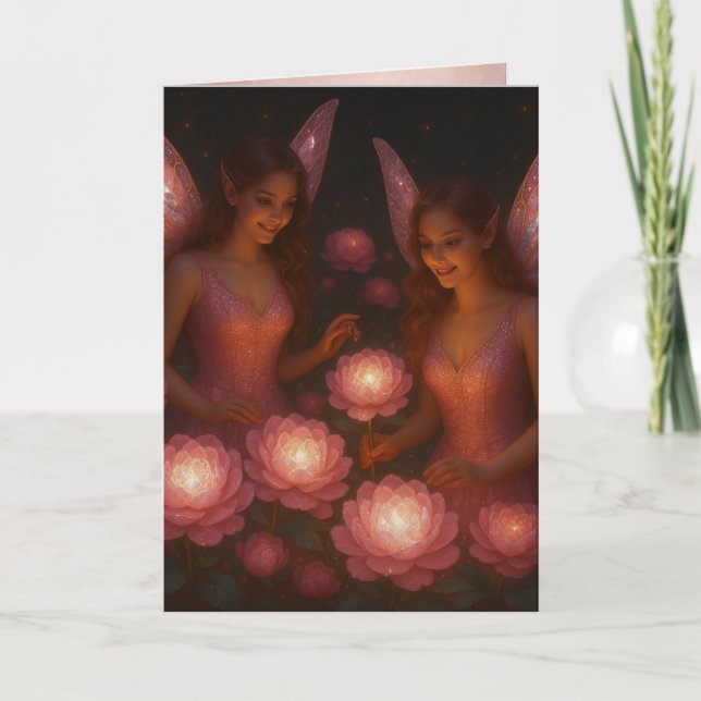 Cartão Romantic Thinking of You Love for Her Pink Lotus (Frente)