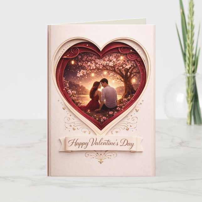 Cartão Romantic Valentine's Day Folded Greeting Card: Hea (Frente)