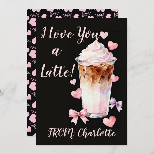 Cartão Romantic Valentines Day Whipped cream iced coffee (Frente/Verso)