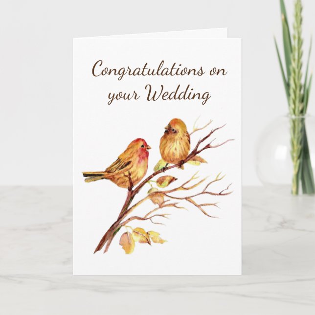 Cartão Romantic Wedding Bird Couple Congratulations (Frente)