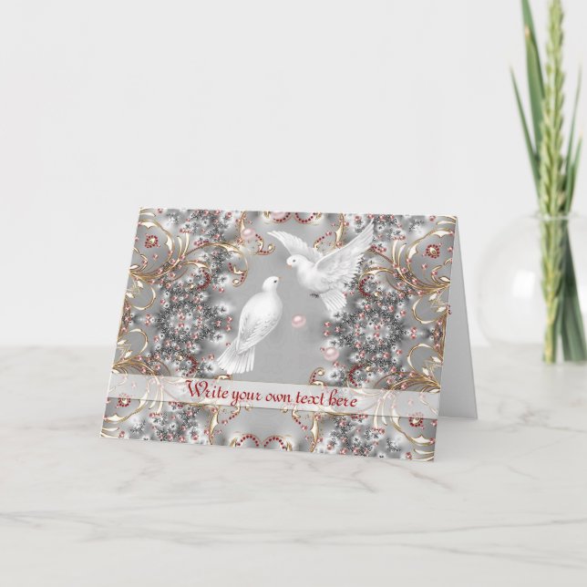 Cartão Romântica Doves apaixonados por casamento - Aniver (Frente)