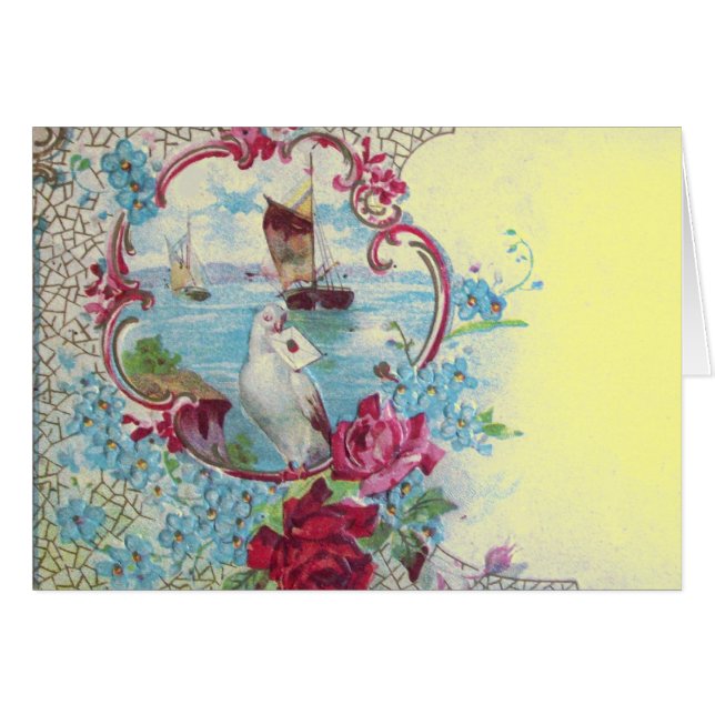 CARTÃO ROMANTICA, GRIPE AZUL-AMARELA PINTA AZUL COM DOVE (Frente Horizontal)