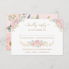 Cartão Romântica Pastel Rosa Botânica Casamento Floral Ro