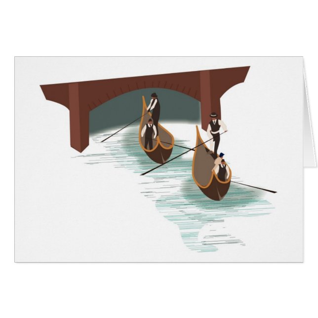 Cartão Romântica Veneza Gondolas (Frente Horizontal)