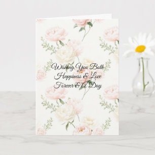 Cartão Romântico Bela Noiva Rosa Creme Floral Casamento