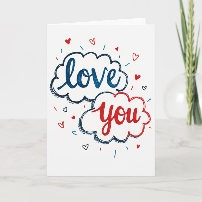 Cartão Romântico de Amor com Rabiscos (Frente)