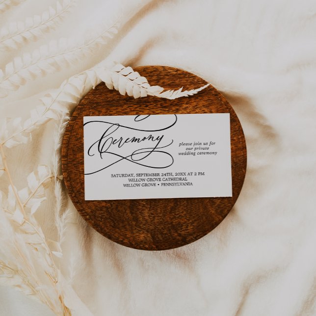 Cartão Romântico de Cerimônia Privada de Casamento (Romantic Calligraphy Private Wedding Ceremony Card)