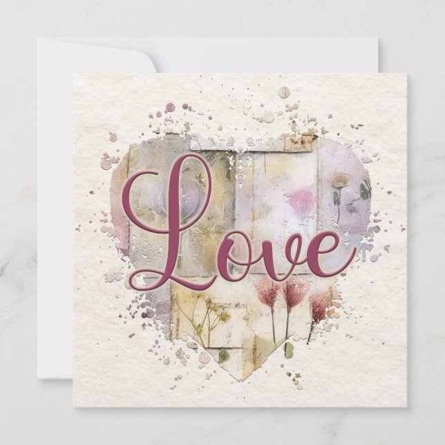 Cartão Romântico de Nota de Coração (Frente)