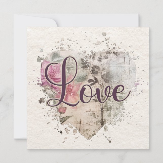 Cartão Romântico de Nota de Coração (Frente)