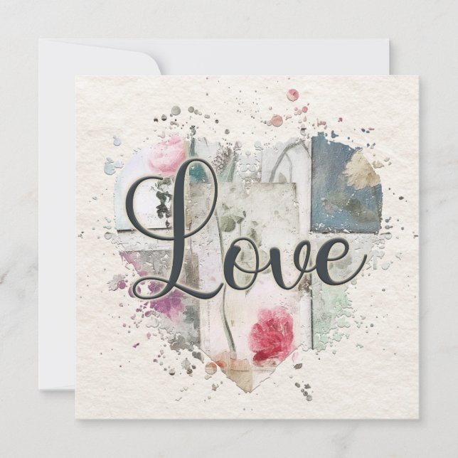 Cartão Romântico de Nota de Coração (Frente)