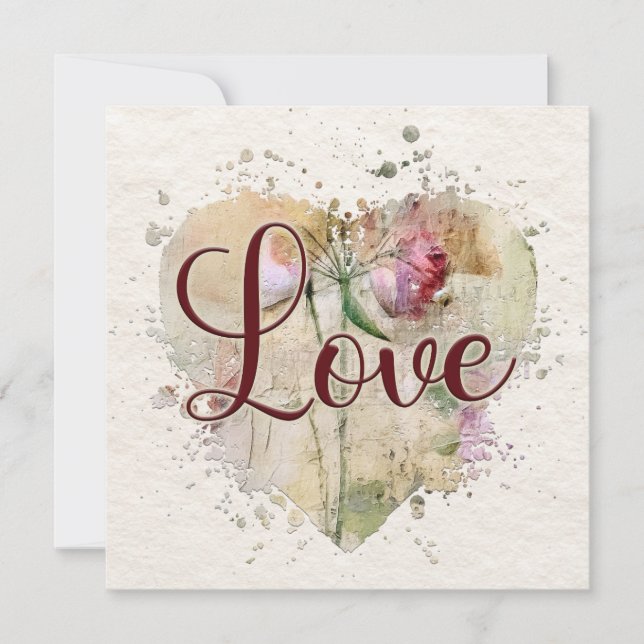 Cartão Romântico de Nota de Coração (Frente)