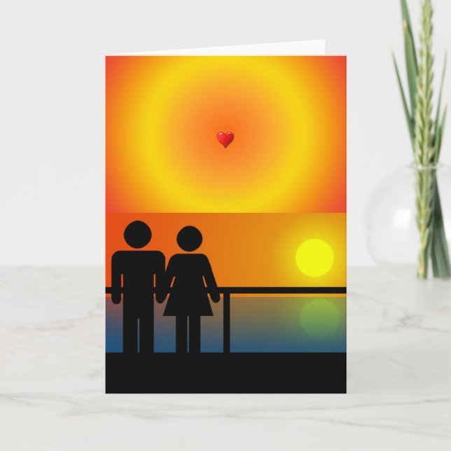Cartão Romântico de Saudação Sunset (Frente)