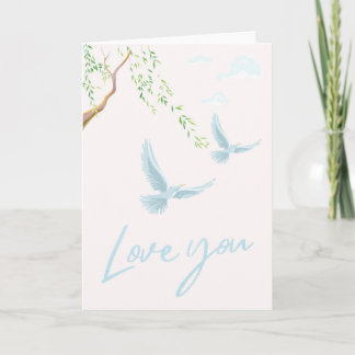 Cartão Romantische Liebeskarte Love You mit fliegenden Ta