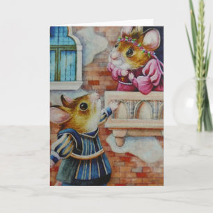 Cartão Romeo & Juliet Field Mice Watercolor Art