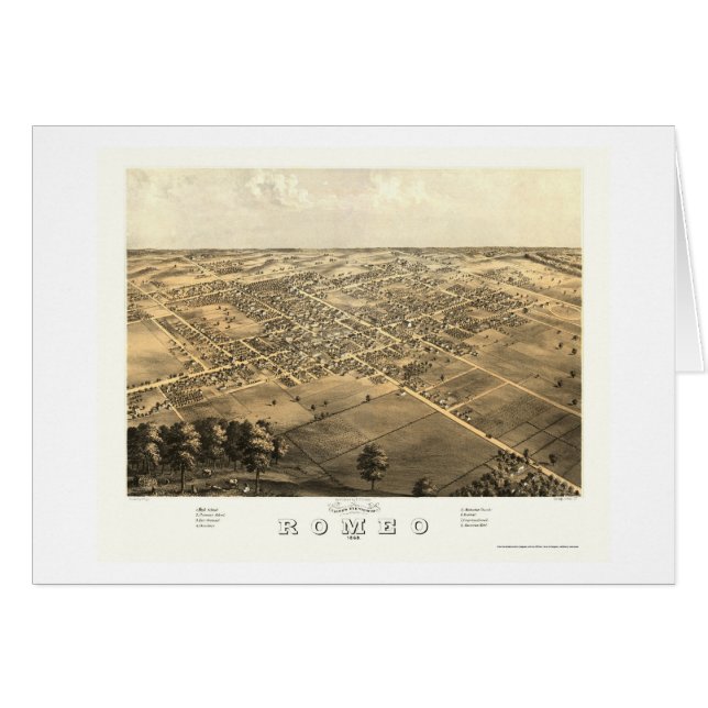 Cartão Romeo, mapa panorâmico do MI - 1868 (Frente Horizontal)