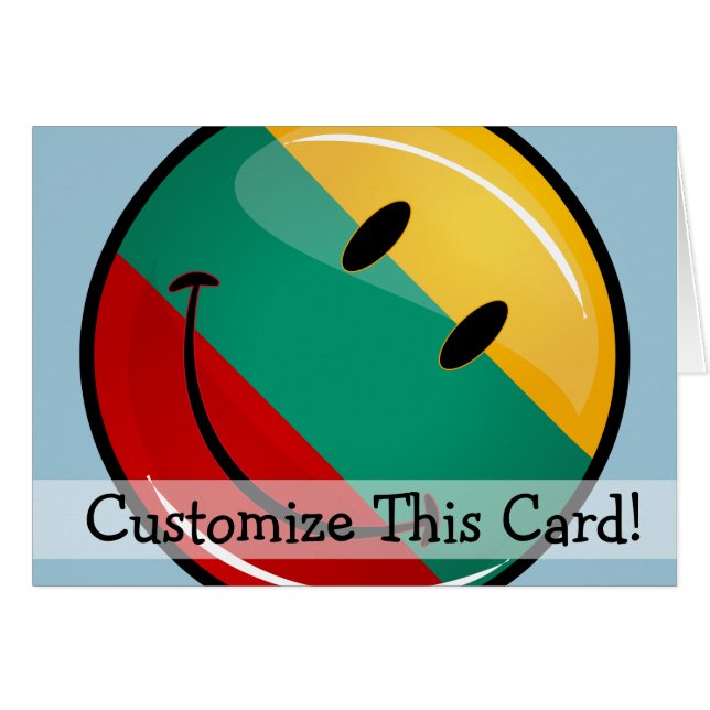 Cartão Ronda de sorriso de bandeira lituana (Frente Horizontal)